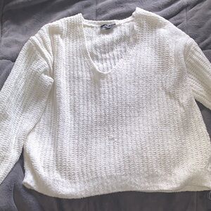 Express Soft Cream V-Neck Sweater